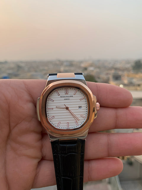 Patek Phillip p.01 |Black strap with rose gold dial