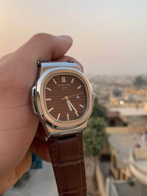 Patek Phillip p.01| brown strap silver dial