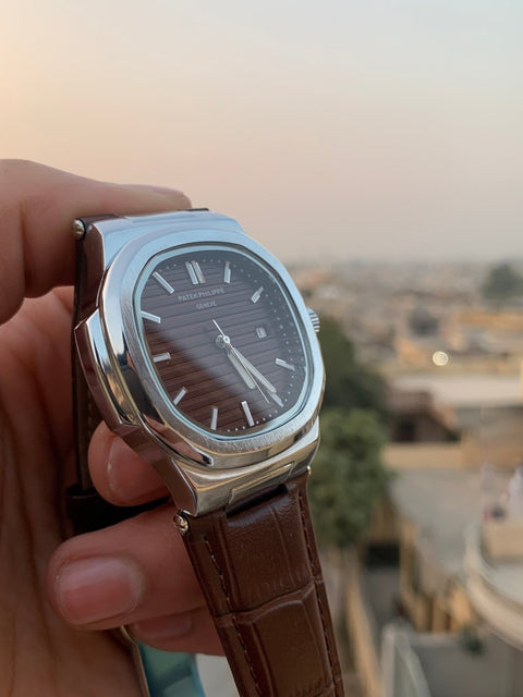 Patek Phillip p.01| brown strap silver dial - Synthetic time